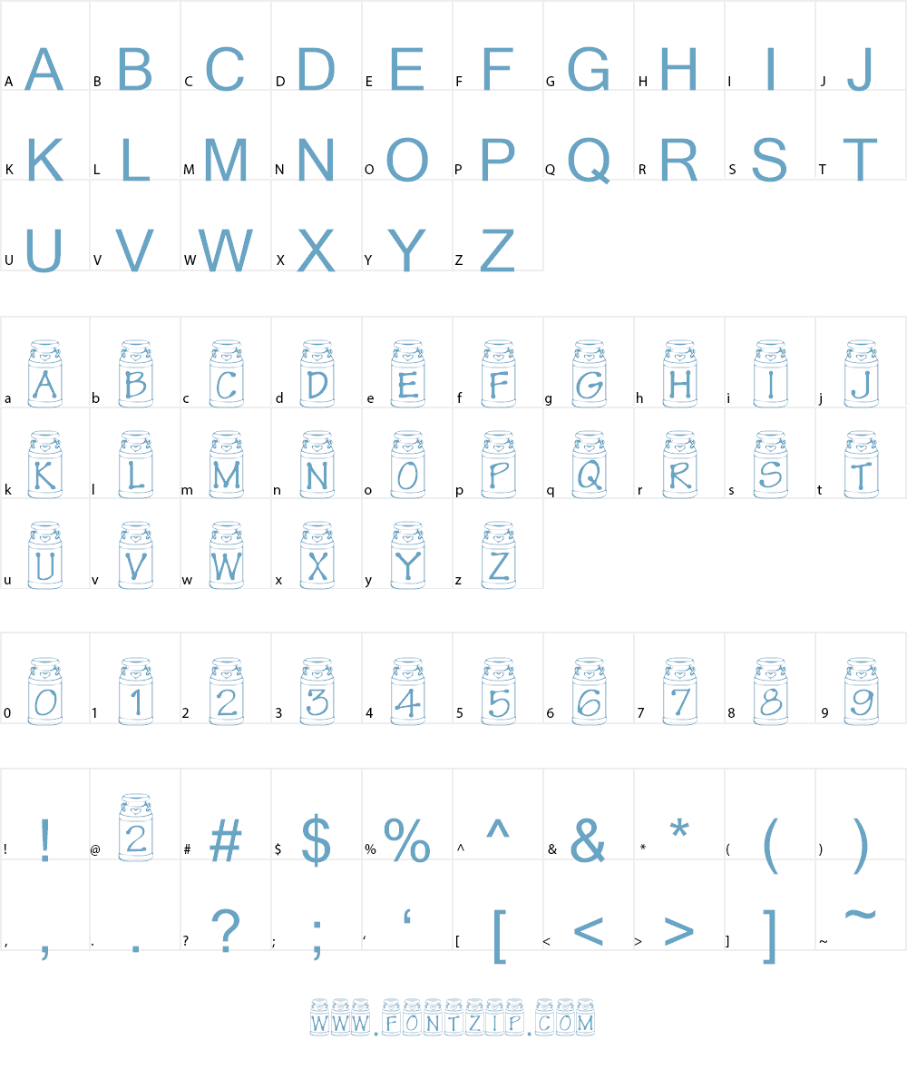 Summer's Milk Cans Font Character